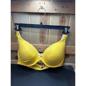 Victorias Secret Yellow Lined Perfect Coverage Bra 38D Lace Trim & Bow